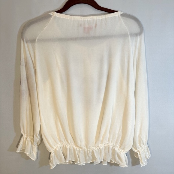 YILING Womens Size XXL Blouse 100% Silk Peasant Long Sleeve Embroidered Flower - Picture 2 of 12